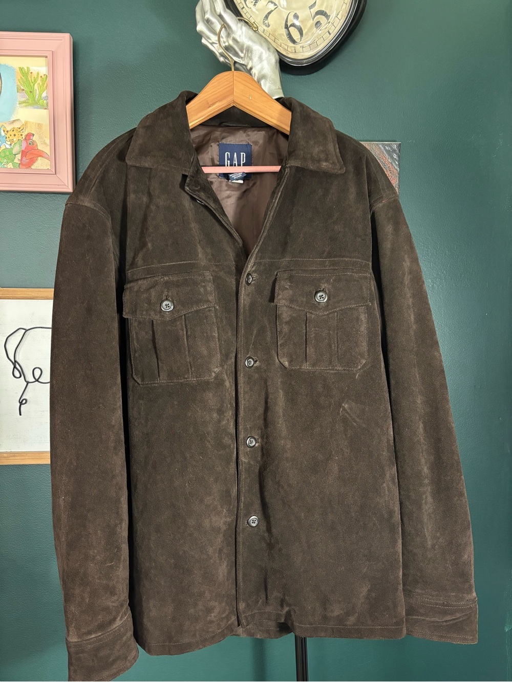 GAP Men's Dark Brown Suede Field Jacket